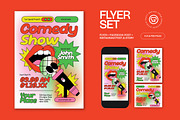 Red Pink Comedy Show Flyer Set, a Flyer Template by graphicook (Thumbnail 1 of 3)