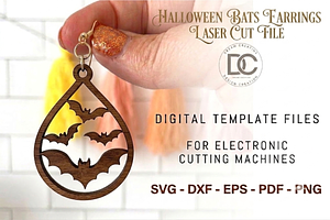 Bats Halloween Earring Svg, a Work Illustration by Dream Creation