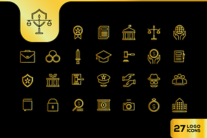 attorney law icons line design, an Outline Icon by devastd