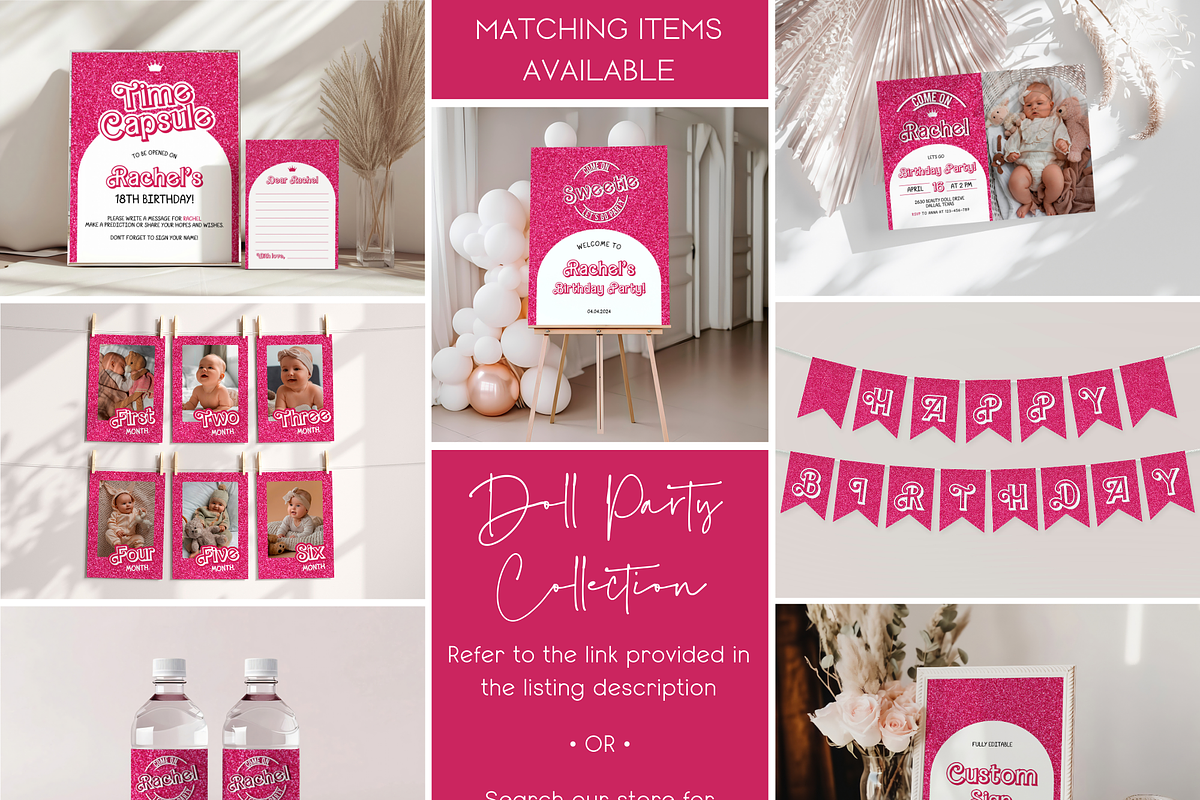 Pink Doll Party Thank You Tags, an Invitation Template by Digital_Mind (Photo 5 of 6)