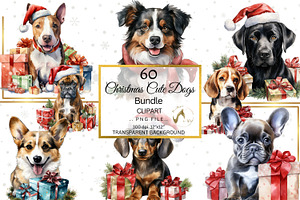 Christmas Dogs Clipart Bundle