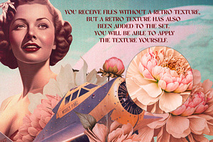 Retro Girl & Floral Collage