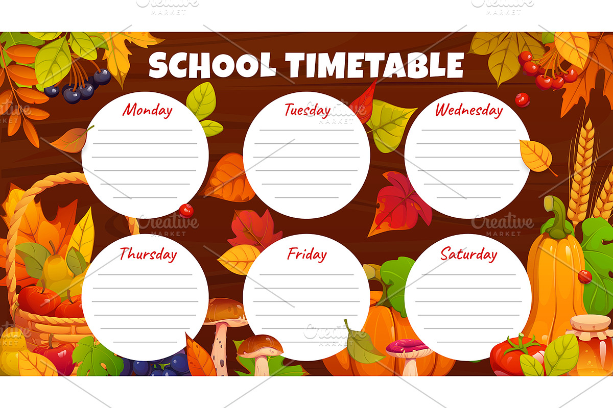School timetable schedule, an Education Illustration by Vector Tradition (Photo 2 of 3)