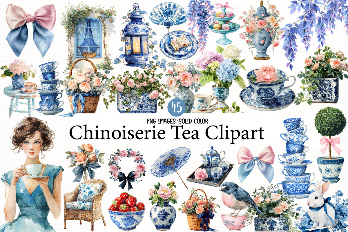 Chinoiserie Tea Clipart, an Illustration by Designworld (Photo 1 of 6)