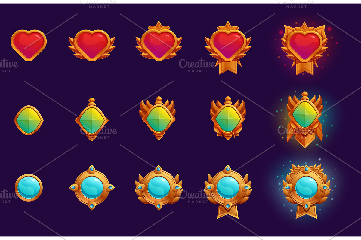 Game level amulets. Rank elements, an Illustration by Valerie Bodnar