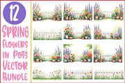 Spring Potted Flowers Fence Clipart, an Illustration by hafijul (Thumbnail 1 of 13)
