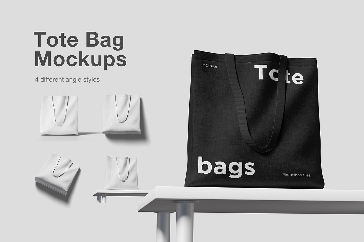 Tote Bag Mockups, a Merchandise Mockup by graphiccrew (Photo 1 of 8)