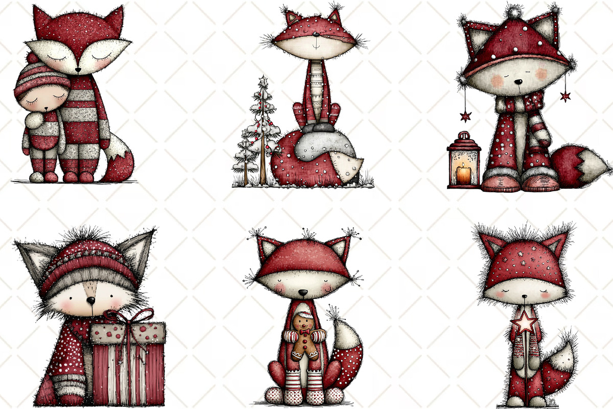 Whimsical Christmas Fox Clipart, an Animal Illustration by Black Bird Studio (Photo 5 of 5)