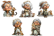 Whimsical Grandma with Kittens PNG, an Illustration by Craft Nest (Thumbnail 7 of 9)