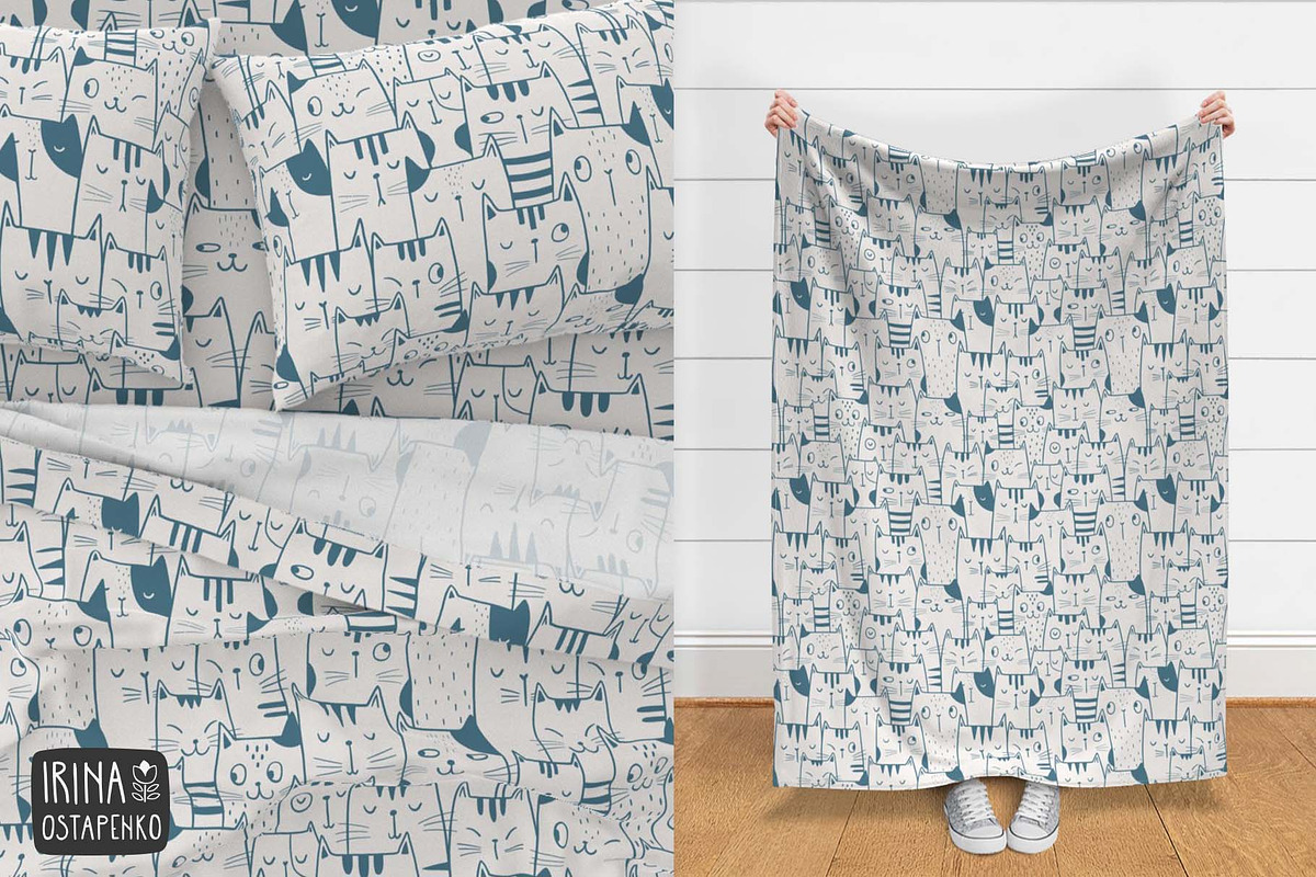 Cute Cats Seamless Pattern, a Wallpaper Graphic by Irina Ostapenko (Photo 5 of 5)