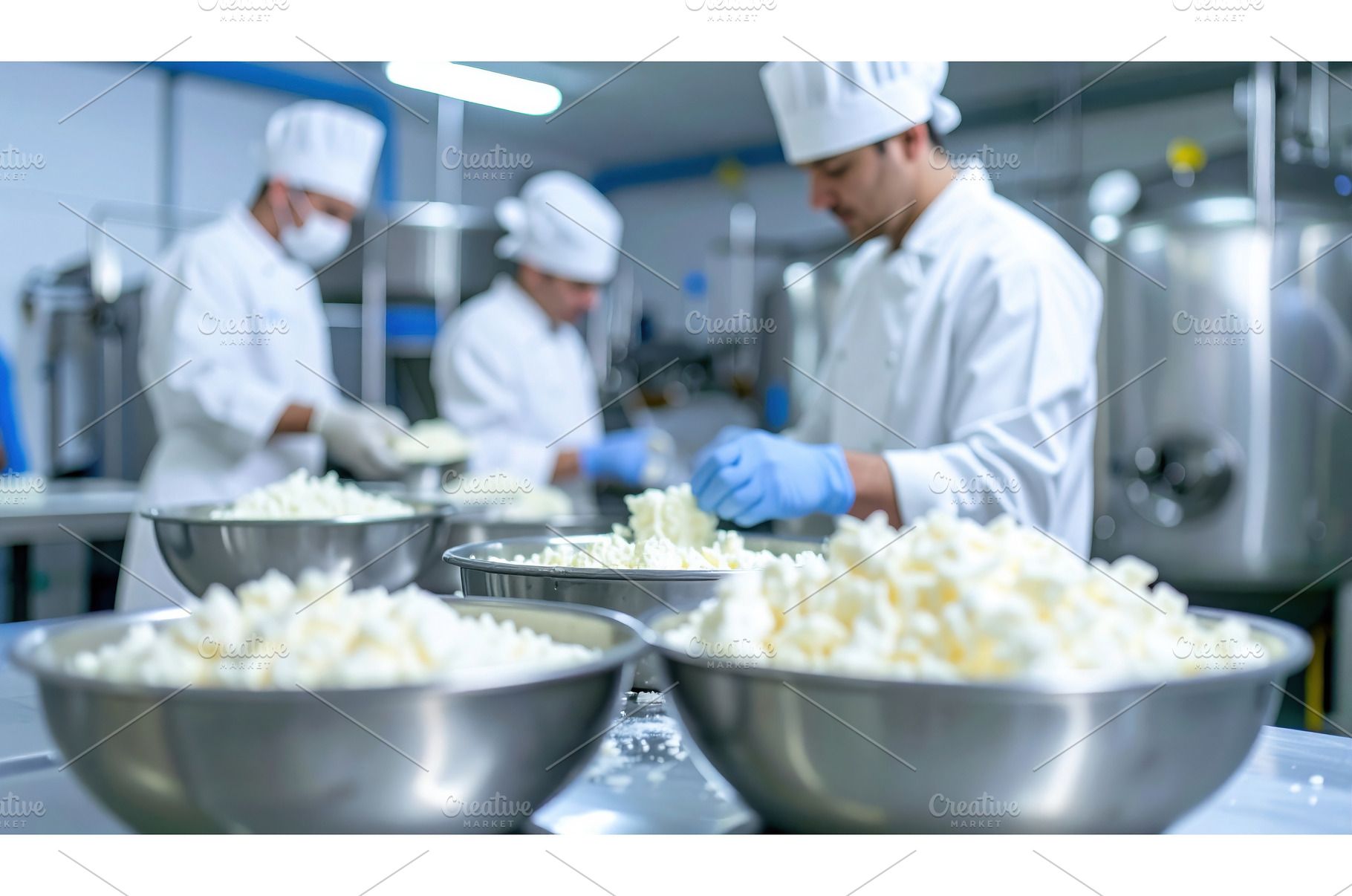 Chefs in white uniforms preparing, an Industrial Photo by Igor Tichonow