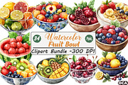 Watercolor Fruit Bowl Clipart Bundle, an Illustration by DreamCafeArt (Thumbnail 1 of 7)