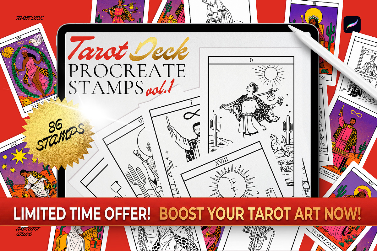 Procreate Tarot Deck Stamps, a Shape Add-On by Spasibenko Art (Photo 1 of 6)