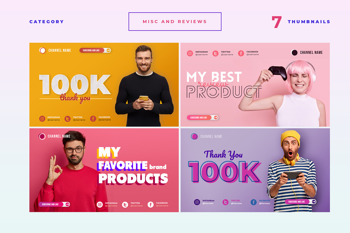 Youtube Thumbnail Bundle (50 PSD), a Social Media Template by Catkie - Digital Art (Photo 5 of 15)