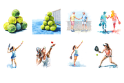 Watercolor Padel Clipart, a Sport Illustration by stickermadness (Thumbnail 3 of 4)