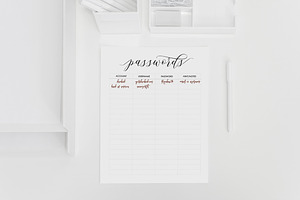 Passwords Sheet - Printable