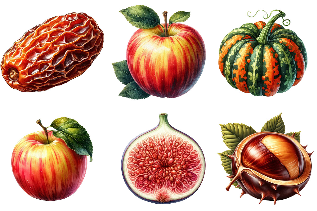 Watercolor Autumn Fruits Clipart, an Illustration by Watercolor design (Photo 2 of 4)