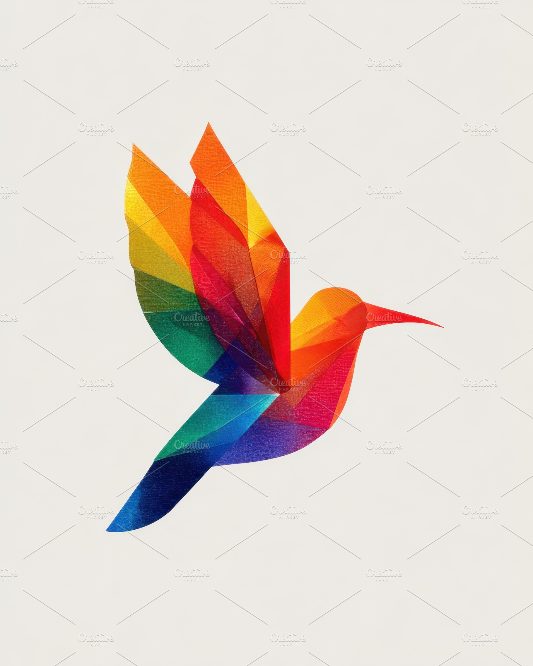 Colorful abstract hummingbird design, an Abstract Photo by AlyaAnd