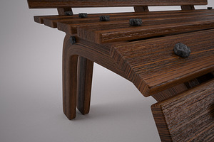 Wooden Park Bench