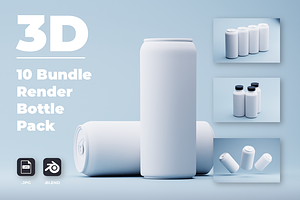 10 Bundle 3D Render Bottle Mockup, a Food & Drink 3D Model by Astuti Studio