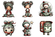Whimsical Cute Christmas Clipart, an Illustration by DreamArtGraphic (Thumbnail 2 of 5)