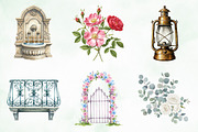Chateau Vintage Watercolor Doodles, an Illustration by Creative Art (Thumbnail 2 of 9)