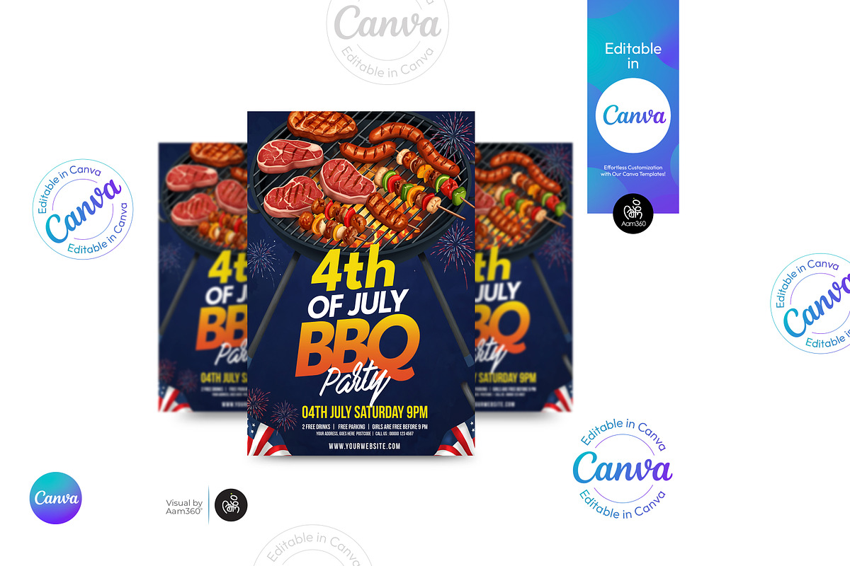 4th Of July BBQ Party Flyer, a Flyer Template by Aam360 (Photo 2 of 3)