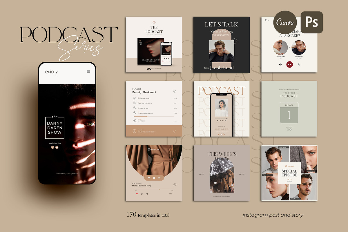 Podcast Instagram Creator CANVA PS, a Social Media Template by Eviory (Photo 1 of 20)