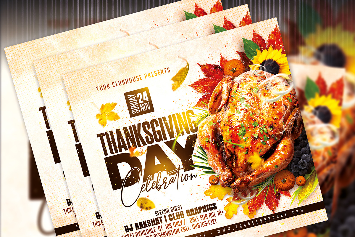 Thanksgiving Flyer Template, a Flyer Template by MithilaCreation (Photo 5 of 6)