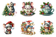 Christmas Mouse Clipart Bundle, an Illustration by SinaCreation (Thumbnail 3 of 7)