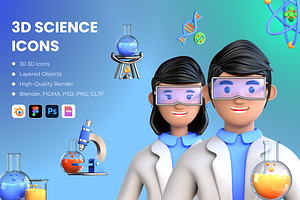 3D Science Icons