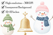 Watercolor Christmas Snowman Clipart, an Illustration by Libby Wishes (Thumbnail 3 of 7)