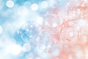 Bokeh bubbles in abstract blue and r, a Photo by Dvoevnore photos