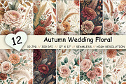 Autumn Wedding Floral Digital Paper, a Pattern Graphic by FloridPrintables (Thumbnail 1 of 9)