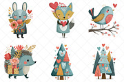 Woodland Valentine Clipart, an Illustration by SinaCreation (Thumbnail 3 of 7)
