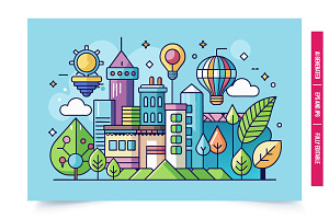 Colorful City Skyline, an Illustration by Tanuart
