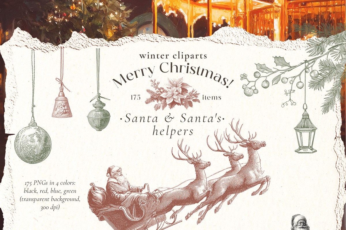 Merry Christmas! Vintage winter set, a Seasonal Illustration by Pamyatka Shop (Photo 3 of 20)