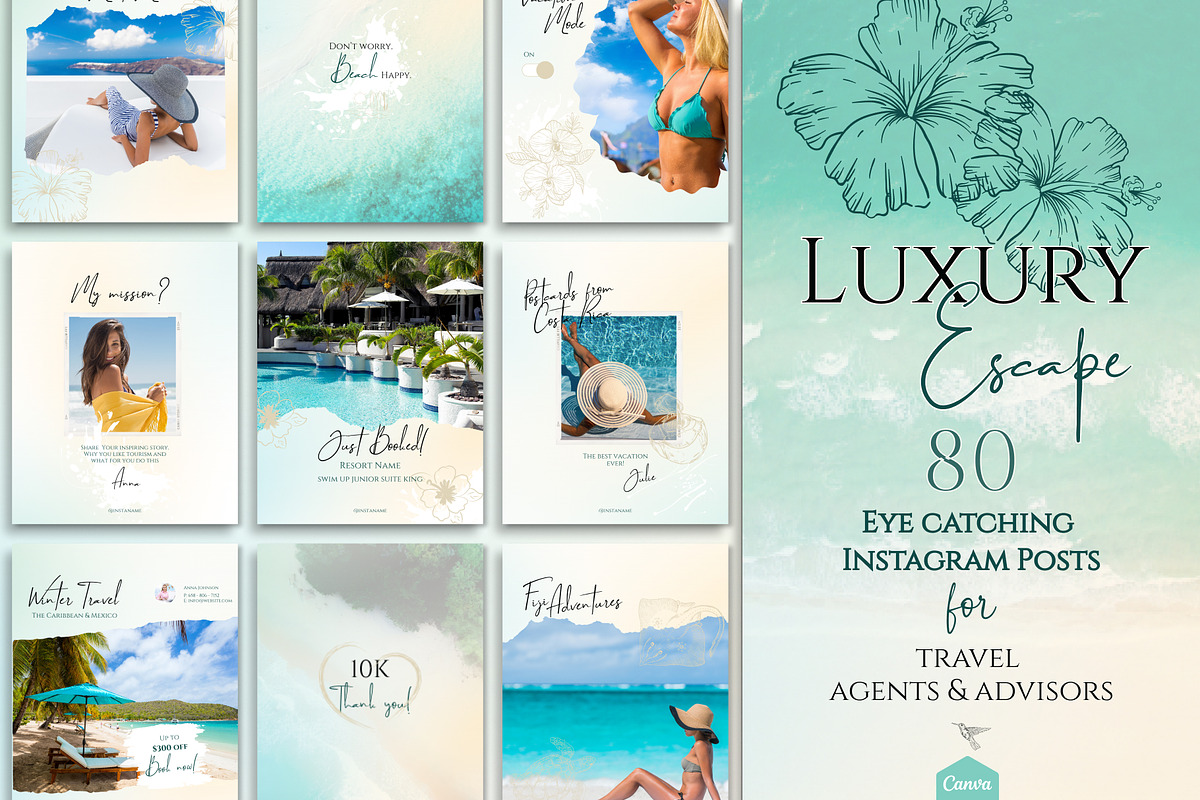 Travel Instagram Templates for Agent, a Social Media Template by Under My Cozy Roof (Photo 1 of 10)
