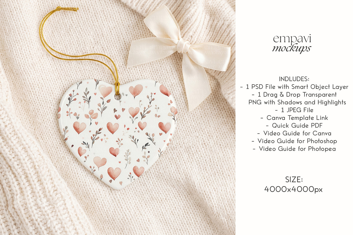 Heart Ornament Mockup, a Household Mockup by EmpaviMockups (Photo 4 of 6)