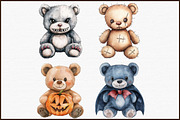 Halloween Scary Teddy Bear Clipart, an Illustration by Sublimation Artist (Thumbnail 3 of 6)