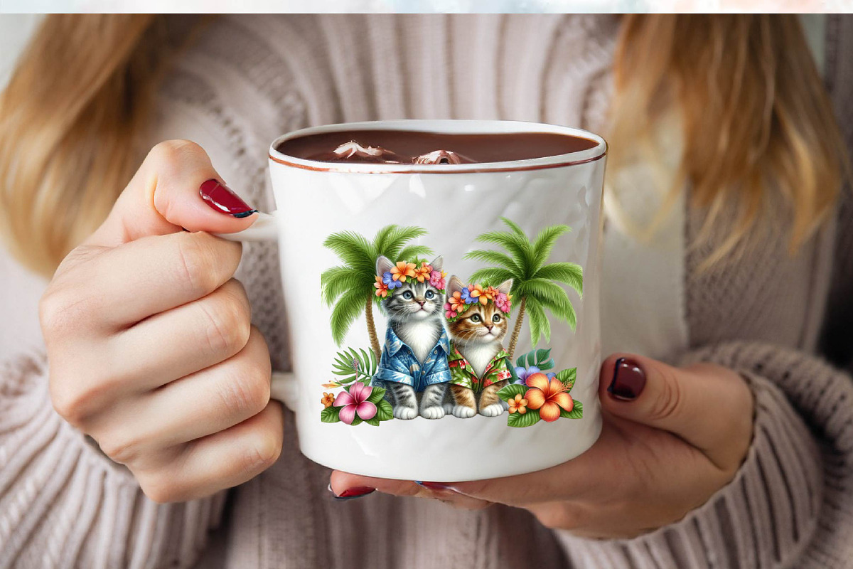 Watercolor Cute Summer Kittens Clip, an Illustration by SVGArt (Photo 7 of 8)