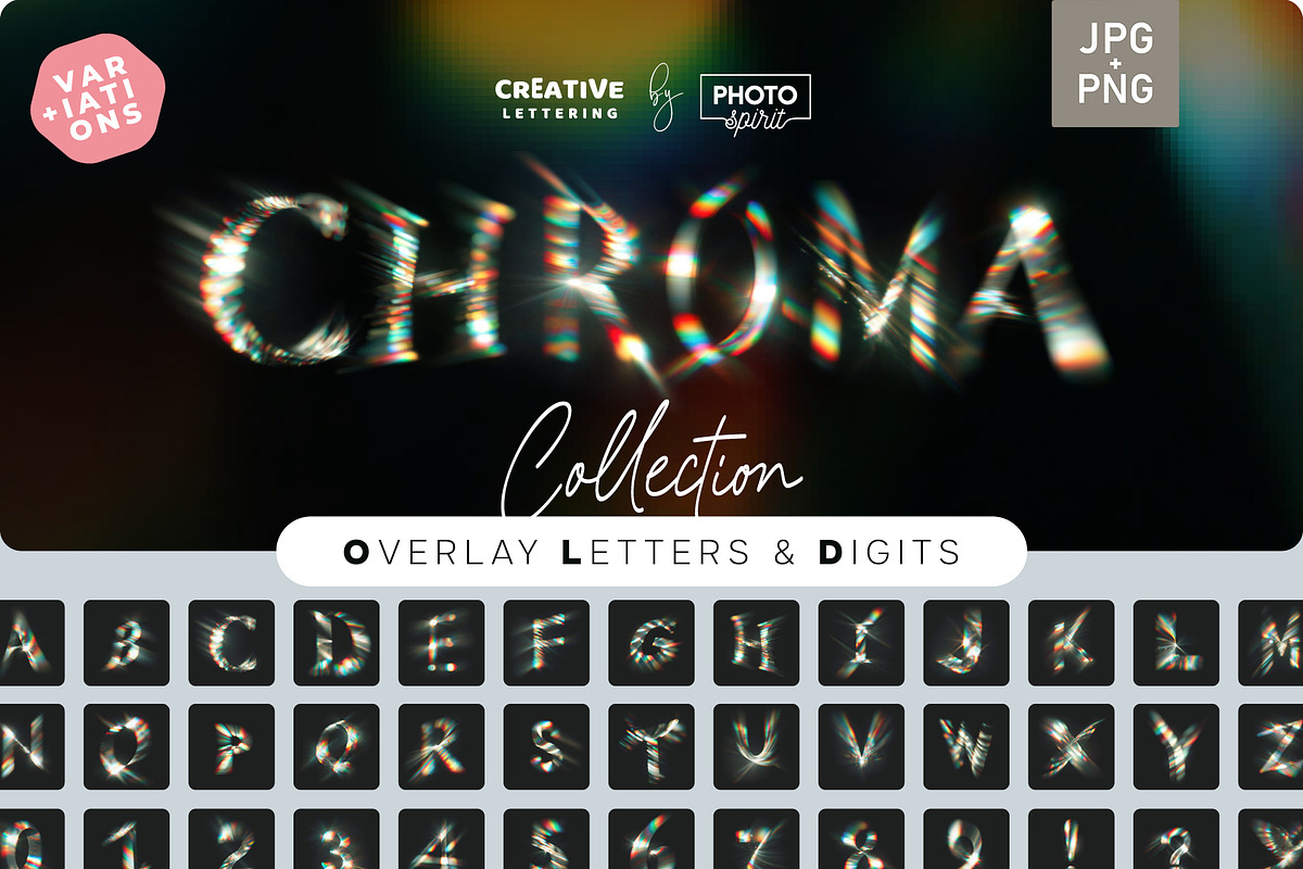 Chroma Light Letters Overlays, a Symbol Font by PhotoSpirit (Photo 1 of 8)