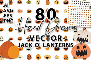 80 Hand Drawn Jack-O-Lantern Vectors