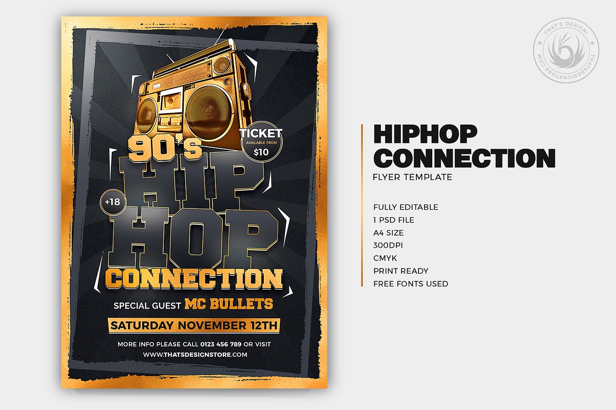 HipHop Connection Flyer Template V2, a Flyer Template by ThatsDesignArt (Photo 2 of 7)