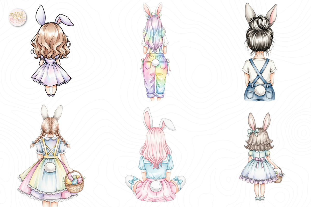 Easter Bunny Girls PNG Clipart., a Person Illustration by KennedyStudio (Photo 3 of 4)