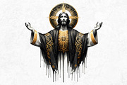 Black and Gold Jesus Christ clipart, a Person Illustration by ThatsDesignArt (Thumbnail 4 of 10)