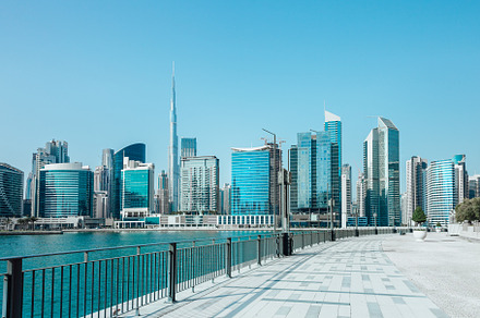 Daytime view of the Business Bay skyline, Dubai, UAE, an Architecture Photo by Travel Photography
