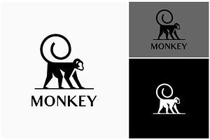 Monkey Primate Silhouette Logo, a Branding & Logo Template by ika trisiana