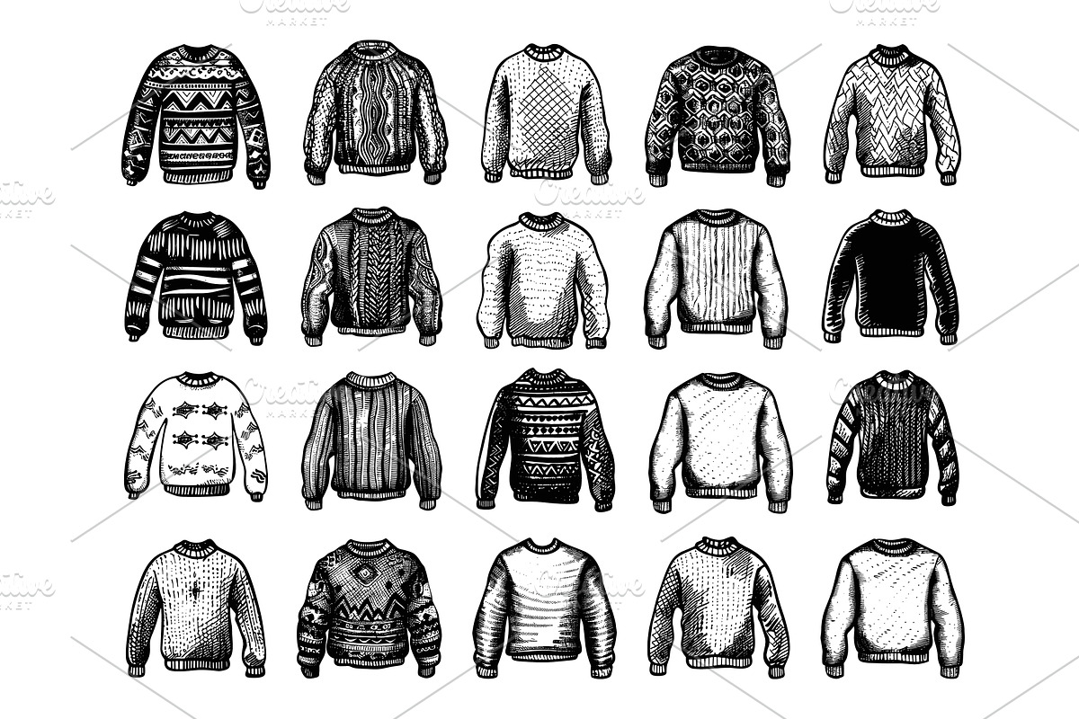 Engraving Style Knitted Jumpers, an Illustration by LadadikArt