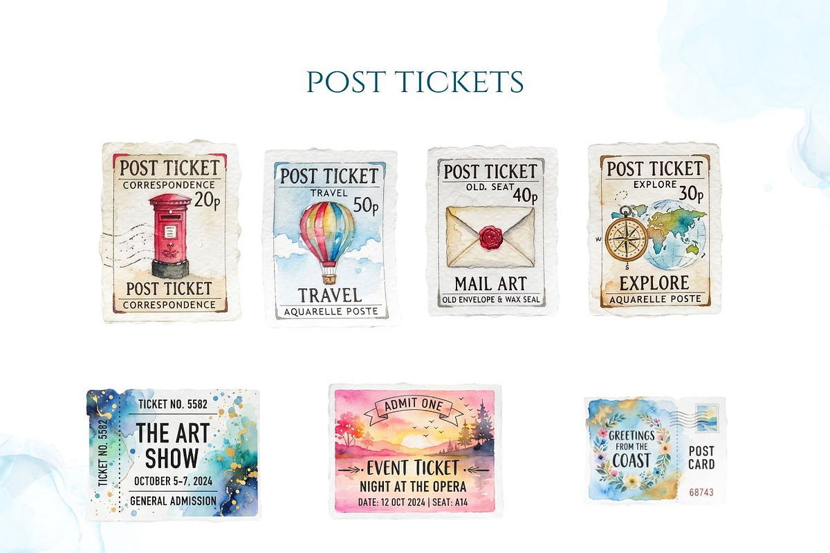 Travel Watercolor Clipart Set, a Decorative Illustration by Arslan (Photo 10 of 17)